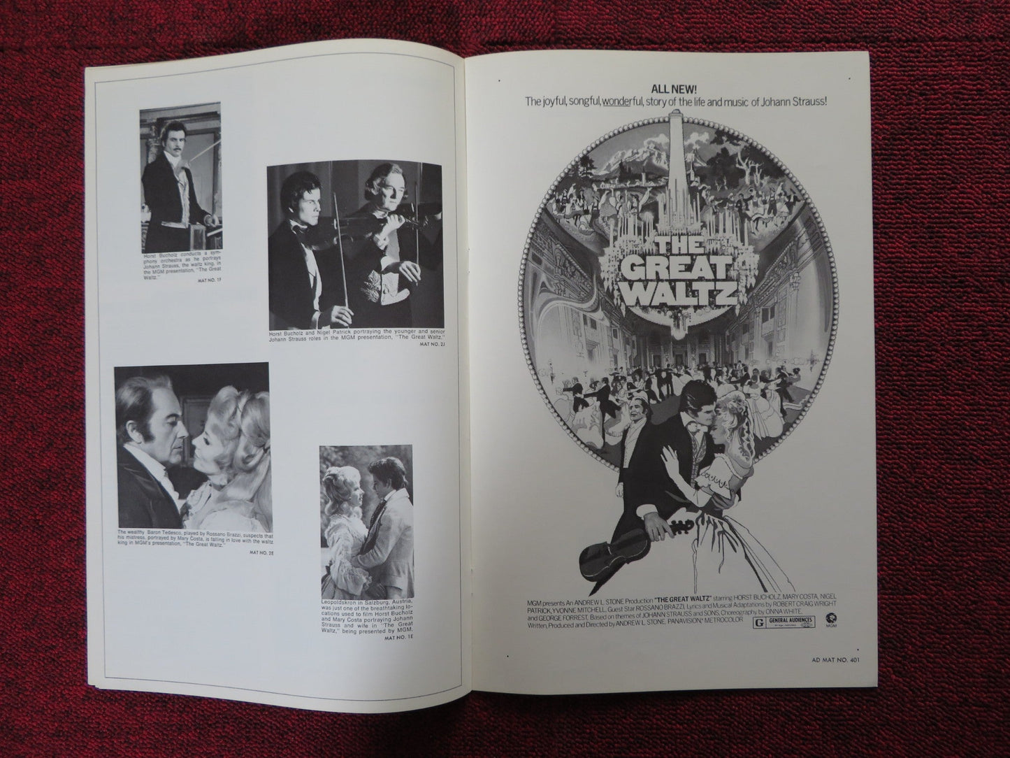 THE GREAT WALTZ - PRESSBOOK UNCUT MGM HORST BUCHHOLZ MARY COSTA 1972 Rendezvous Cinema Movie posters