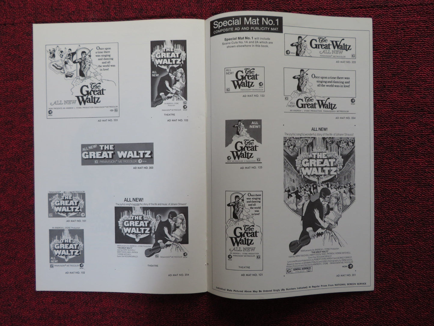 THE GREAT WALTZ - PRESSBOOK UNCUT MGM HORST BUCHHOLZ MARY COSTA 1972 Rendezvous Cinema Movie posters