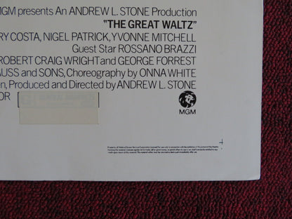 THE GREAT WALTZ US HALF SHEET (22"x 28") POSTER HORST BUCHOLZ MARY COSTA 1972 Rendezvous Cinema Movie posters