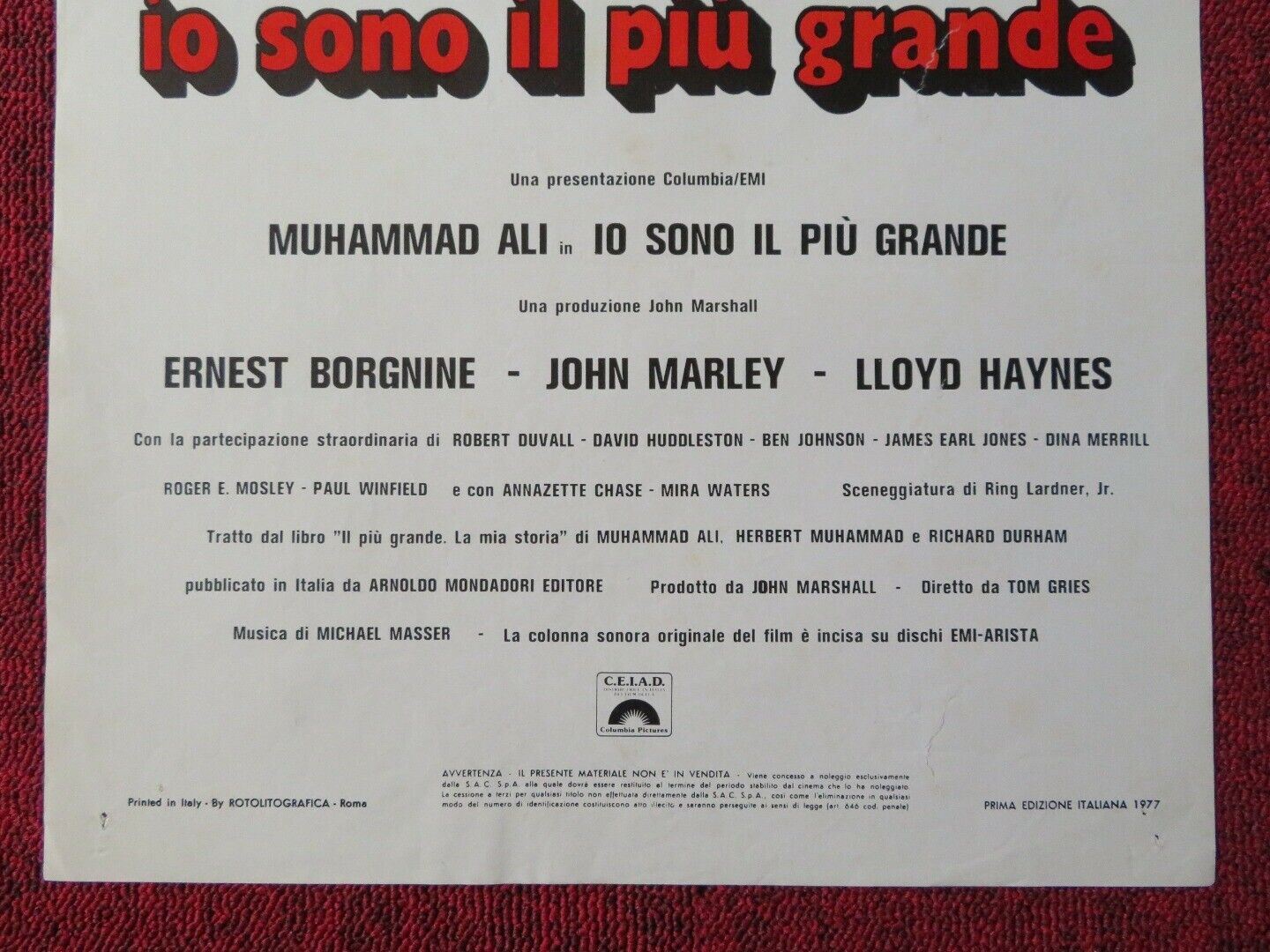 The Greatest ITALIAN LOCANDINA (27.5"x13") POSTER MUHAMMAD ALI 1977 Movie posters