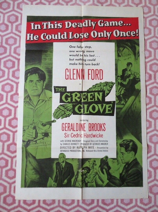 THE GREEN GLOVE FOLDED US ONE SHEET POSTER GLENN FORD GERALDINE BROOKS 1952 Movie posters