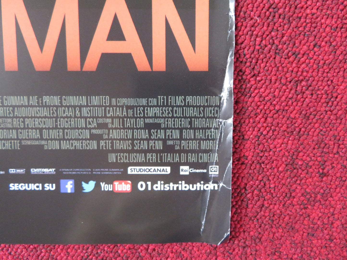 THE GUNMAN ITALIAN LOCANDINA POSTER SEAN PENN JAVIER BARDEM 2015 Rendezvous Cinema Movie posters