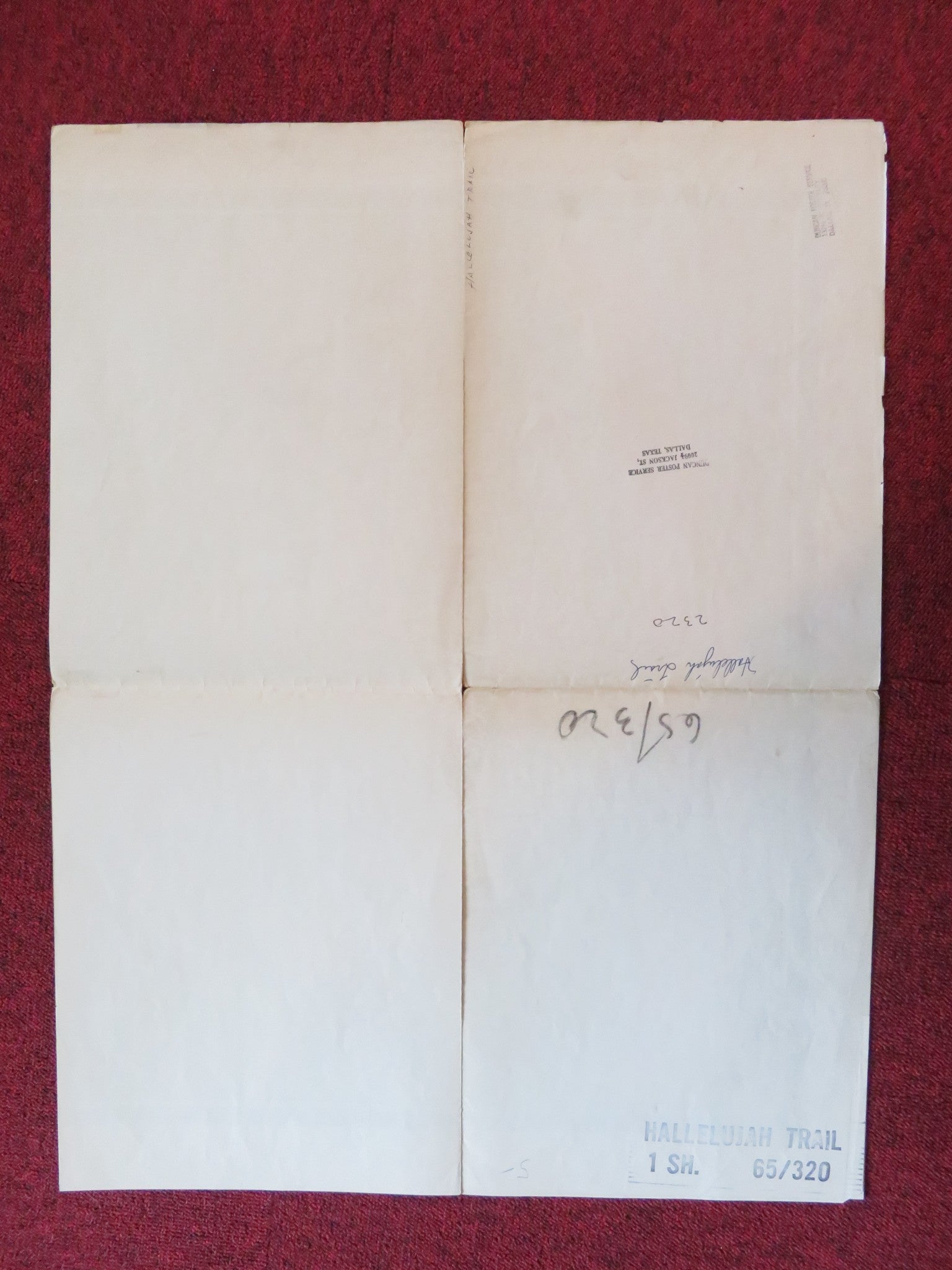 THE HALLELUJAH TRAIL FOLDED US ONE SHEET POSTER BURT LANCASTER LEE REMICK 1965 Rendezvous Cinema Movie posters