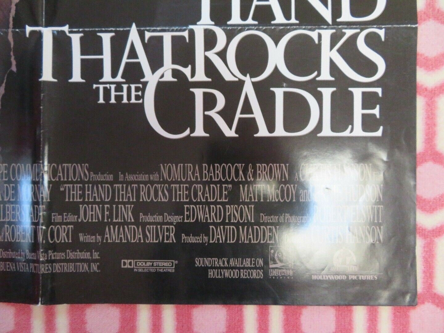 THE HAND THAT ROCKS THE CRADLE US ONE SHEET POSTER REBECCA DE MORNAY Movie posters