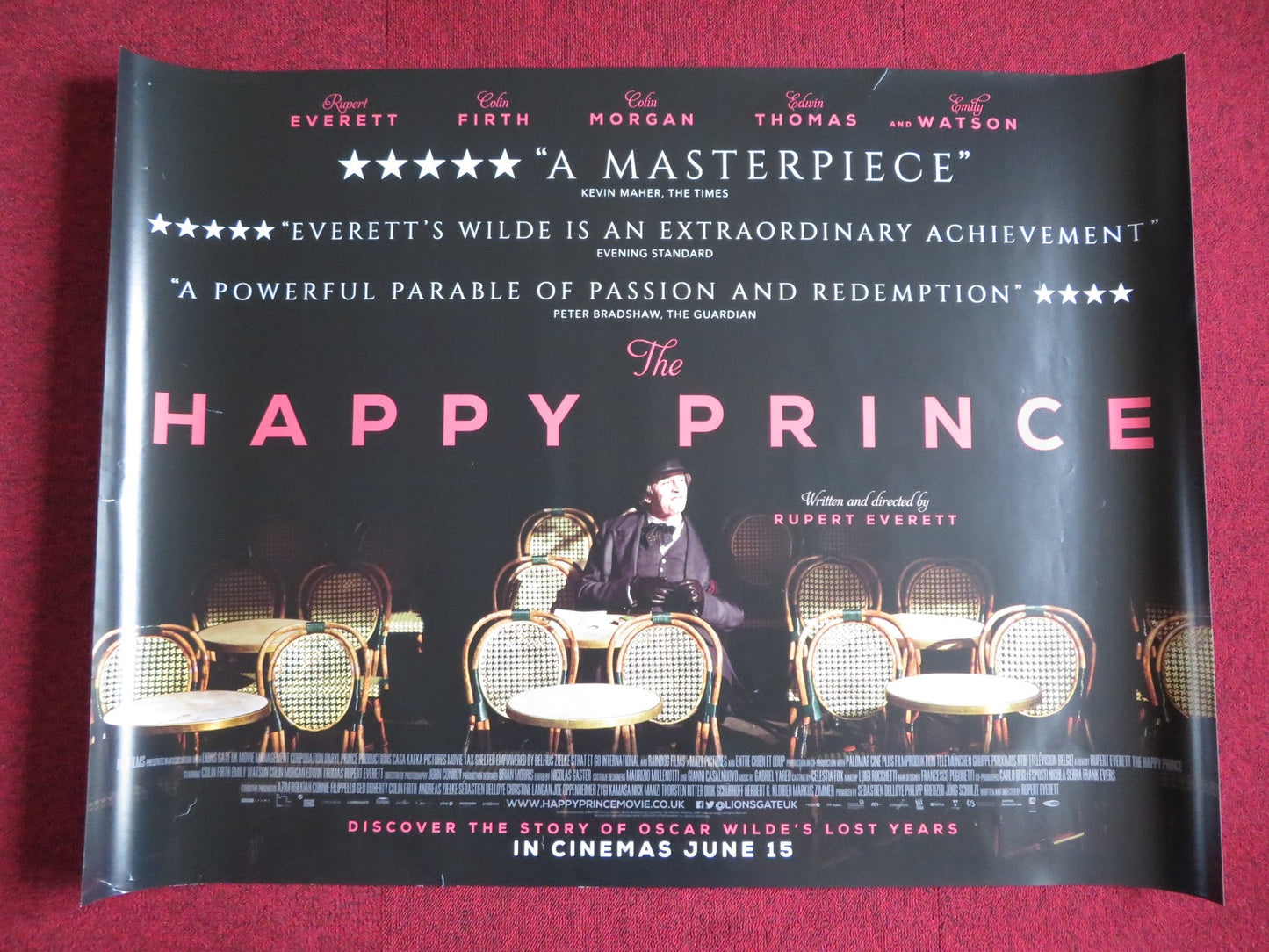 THE HAPPY PRINCE UK QUAD (30"x 40") ROLLED POSTER RUPERT EVERETT C. FIRTH 2018 Rendezvous Cinema Movie posters