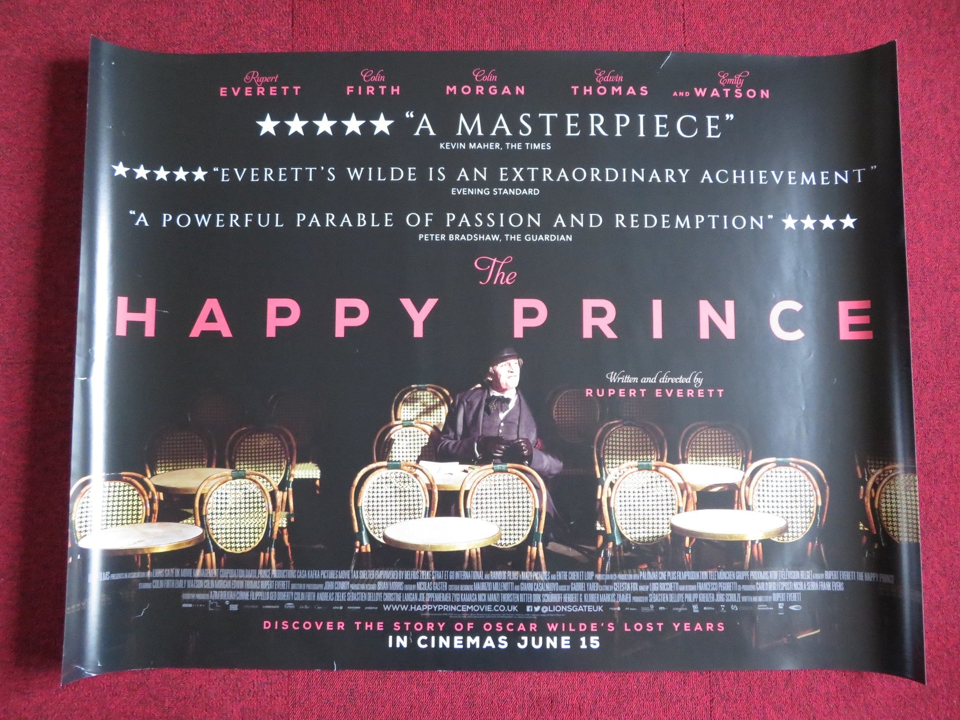 THE HAPPY PRINCE UK QUAD (30"x 40") ROLLED POSTER RUPERT EVERETT C. FIRTH 2018 Rendezvous Cinema Movie posters