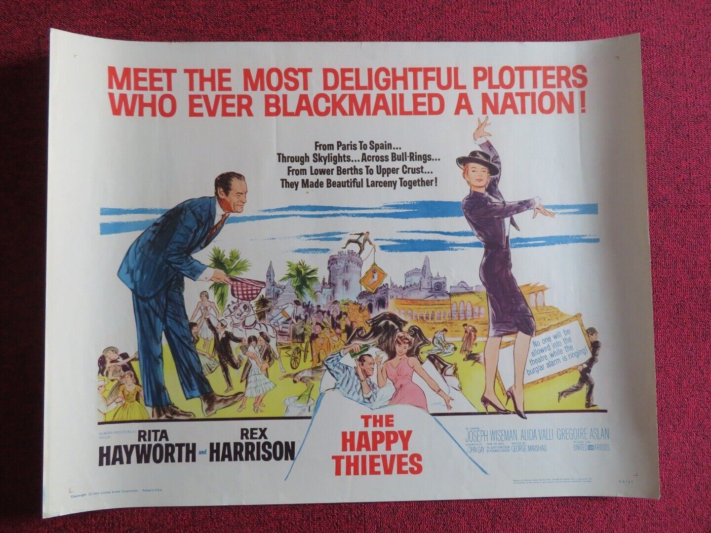 THE HAPPY THIEVES US HALF SHEET (22"x 28") POSTER RITA HAYWORTH 1962 Movie posters