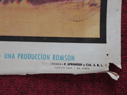 THE HARD MAN FOLDED ARGENTINA ONE SHEET POSTER GUY MADISON VALERIE FRENCH 1957 Rendezvous Cinema Movie posters