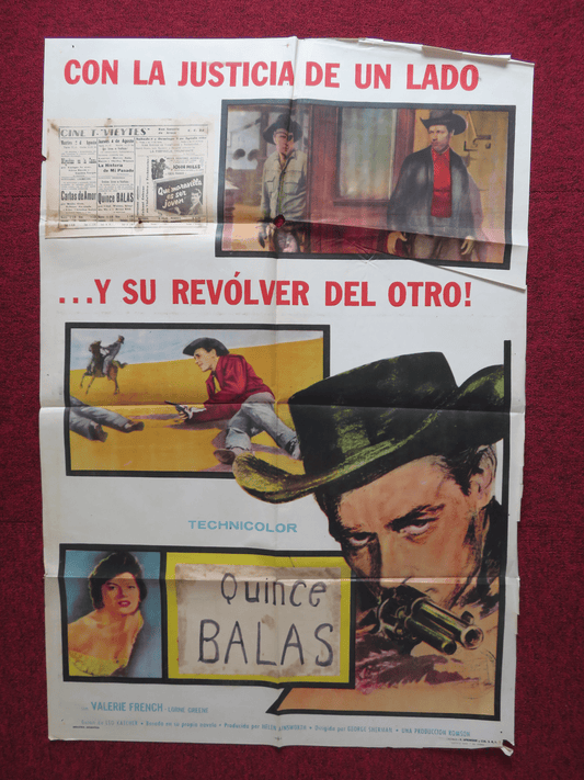 THE HARD MAN FOLDED ARGENTINA ONE SHEET POSTER GUY MADISON VALERIE FRENCH 1957 Rendezvous Cinema Movie posters