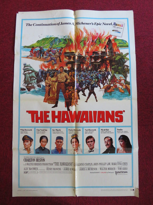 THE HAWAIIANS FOLDED US ONE SHEET POSTER CHARLTON HESTON TINA CHEN 1970 Rendezvous Cinema Movie posters