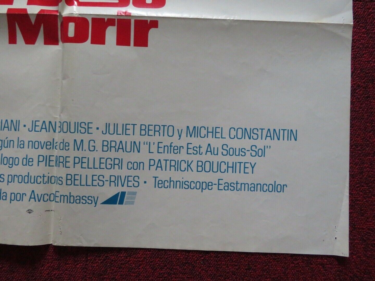 THE HELL BELOW FRENCH ONE SHEET FOLDED POSTER SERGE REGGIANI JULIET BERTO 1974 Movie posters