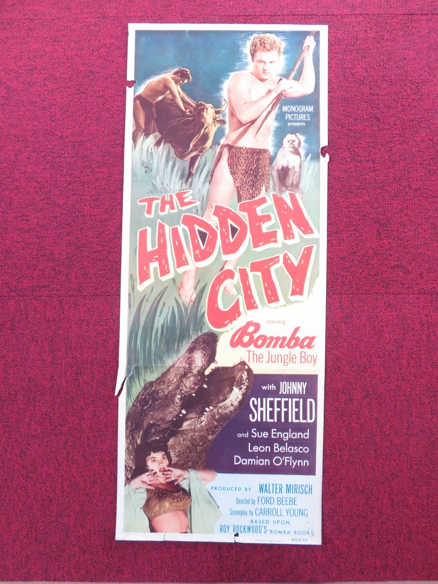 THE HIDDEN CITY US INSERT (14"x 36") POSTER JOHNNY SHEFFIELD SUE ENGLAND 1950 Rendezvous Cinema Movie posters