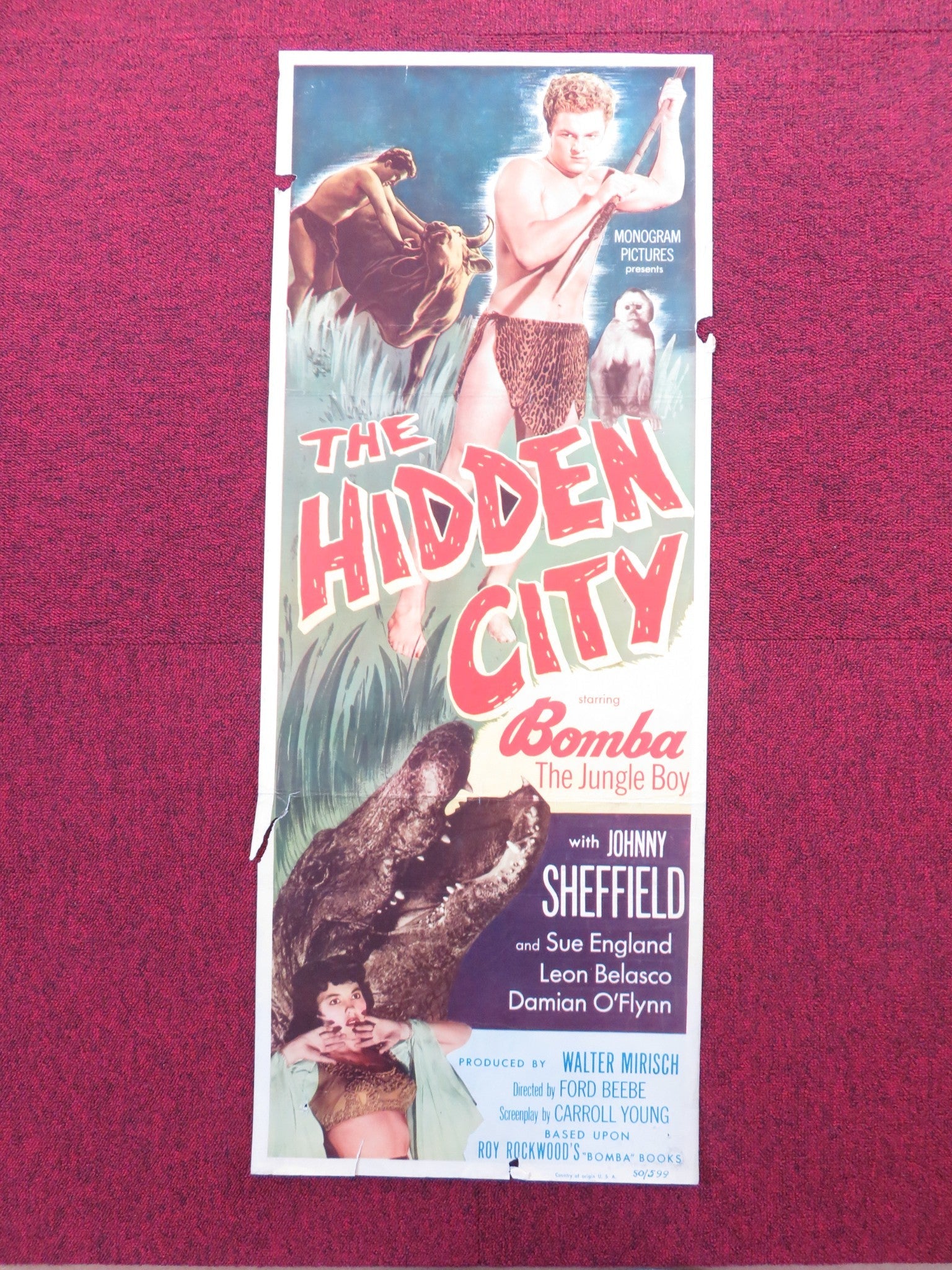 THE HIDDEN CITY US INSERT (14"x 36") POSTER JOHNNY SHEFFIELD SUE ENGLAND 1950 Rendezvous Cinema Movie posters