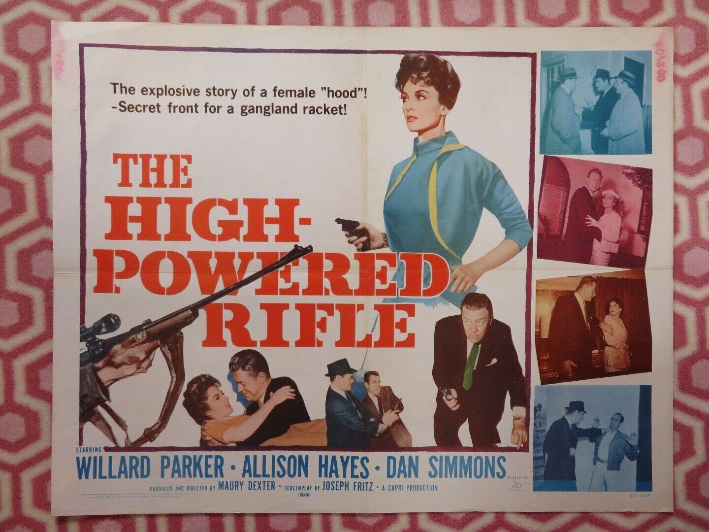 THE HIGH - POWERED RIFLE US HALF SHEET (22"x 28") POSTER WILLARD PARKER 1960 Movie posters