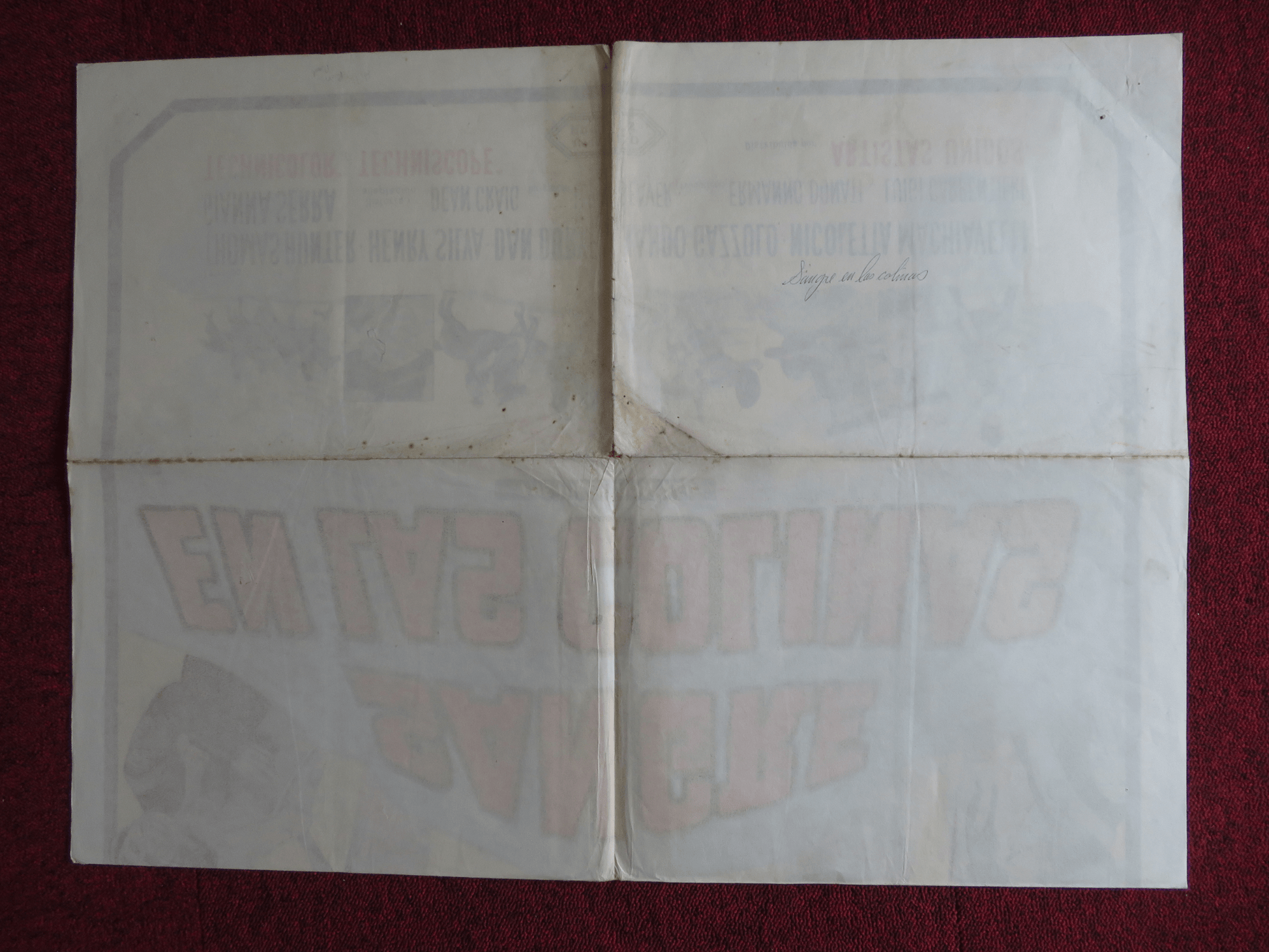 THE HILLS RUN RED FOLDED ARGENTINA ONE SHEET POSTER THOMAS HUNTER HENRY SILVA Rendezvous Cinema Movie posters