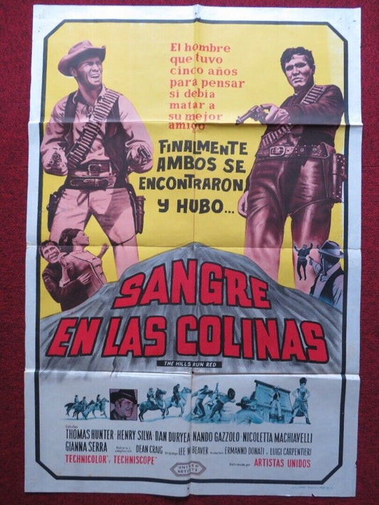 THE HILLS RUN RED FOLDED ARGENTINA POSTER THOMAS HUNTER HENRY SILVA 1966 - Rendezvous Cinema