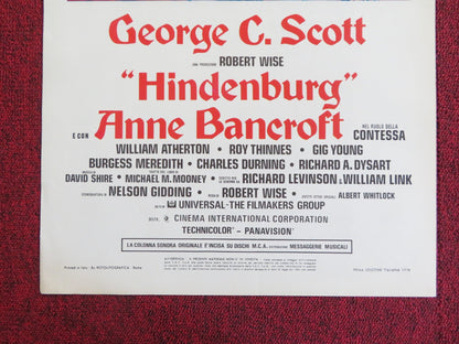 THE HINDENBURG - B ITALIAN LOCANDINA POSTER GEORGE C. SCOTT ANNE BANCROFT 1976 Rendezvous Cinema Movie posters