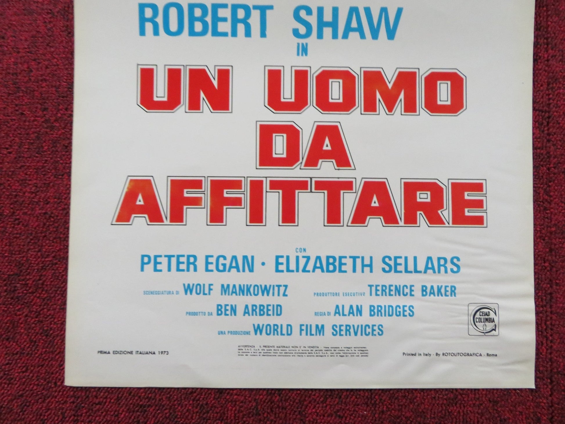 THE HIRELING ITALIAN LOCANDINA POSTER SARAH MILES ROBERT SHAW 1973 Rendezvous Cinema Movie posters