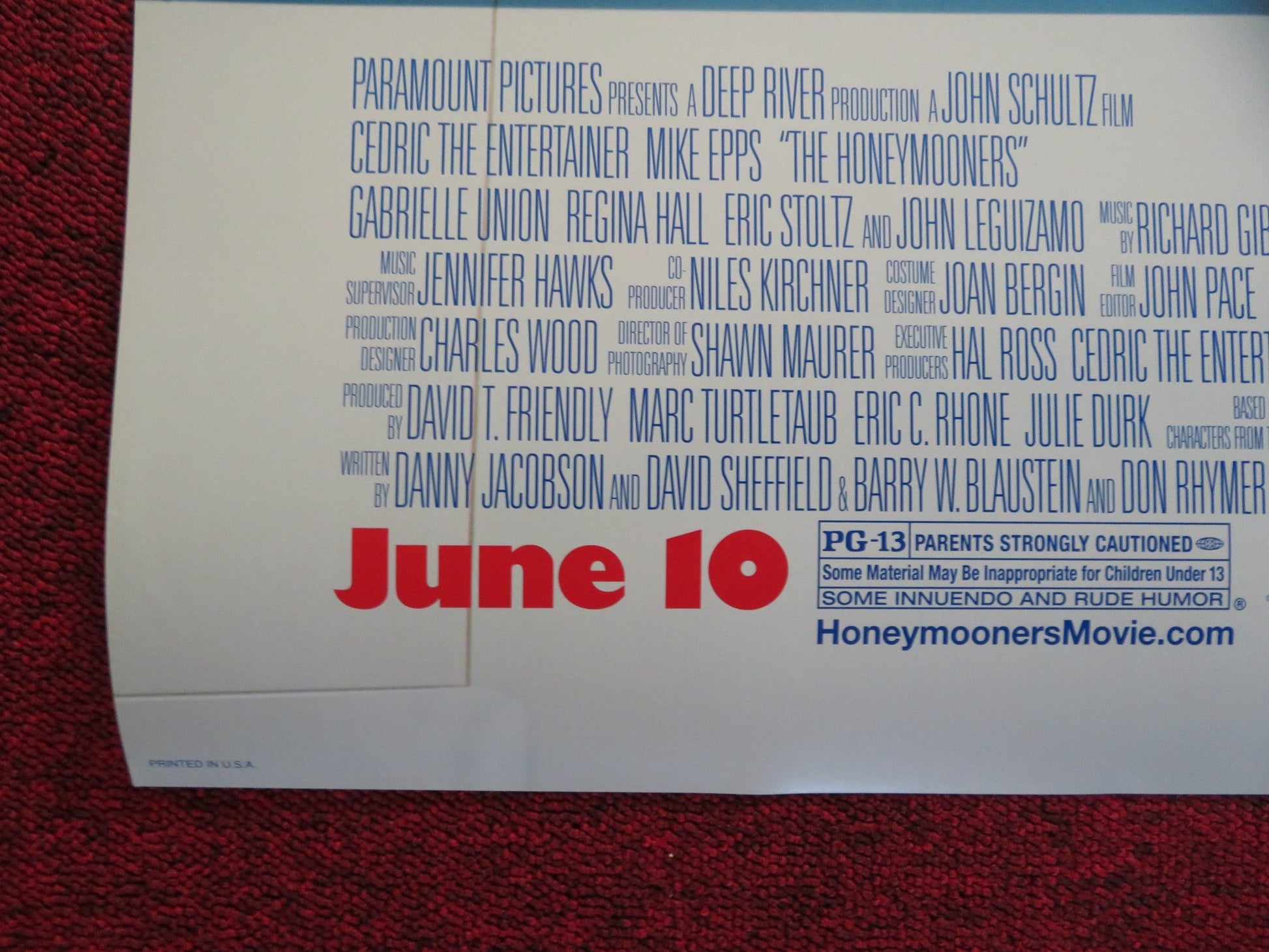 THE HONEYMOONERS US ONE SHEET ROLLED POSTER MIKE EPPS REGINA HALL 2005 Rendezvous Cinema Movie posters