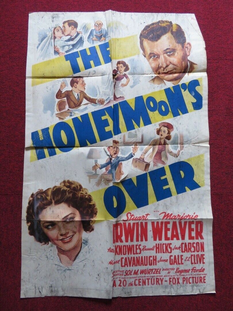 THE HONEYMOON'S OVER FOLDED US ONE SHEET POSTER STUART ERWIN M. WEAVER 1939 - Rendezvous Cinema