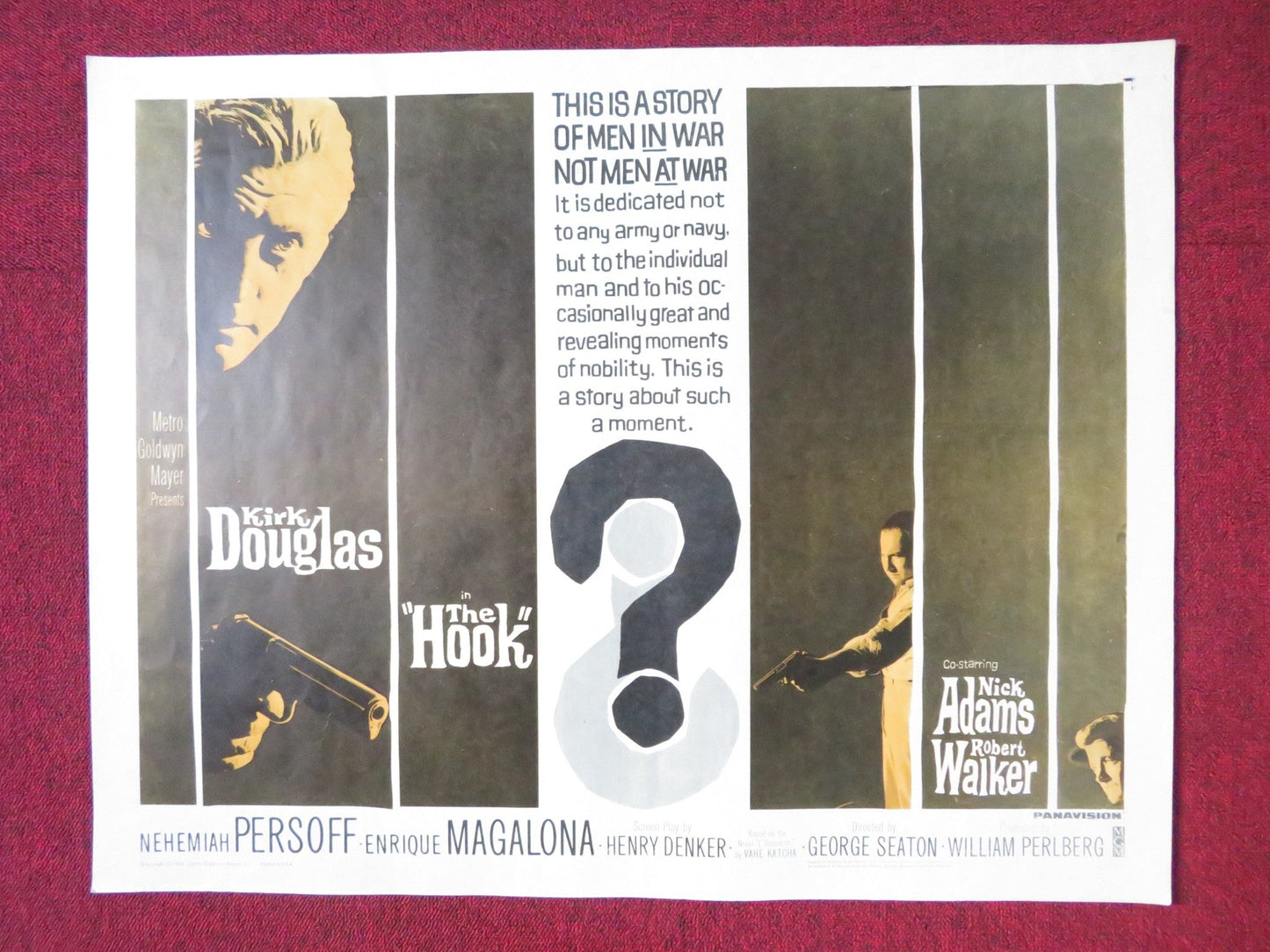 THE HOOK HALF SHEET (22"x 28") POSTER KIRK DOUGLAS NICK ADAMS 1963 Rendezvous Cinema Movie posters