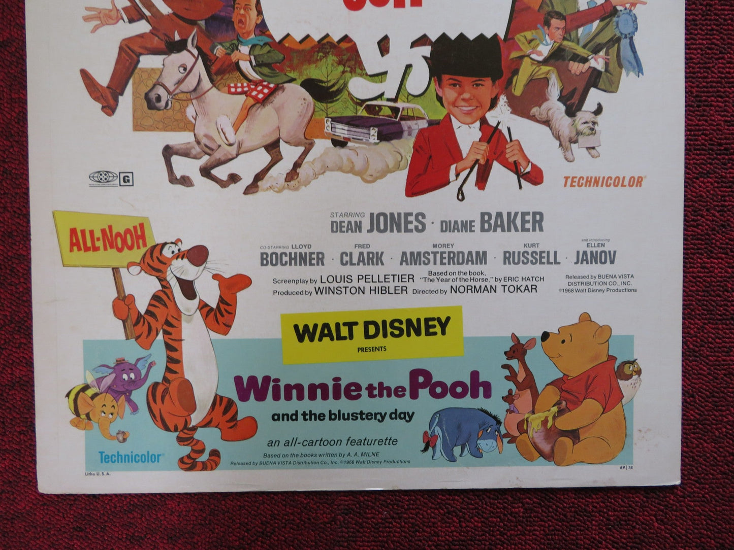 THE HORSE IN THE GRAY FLANNEL SUIT WINDOW CARD (14"x 22") POSTER DISNEY 1968 Rendezvous Cinema Movie posters