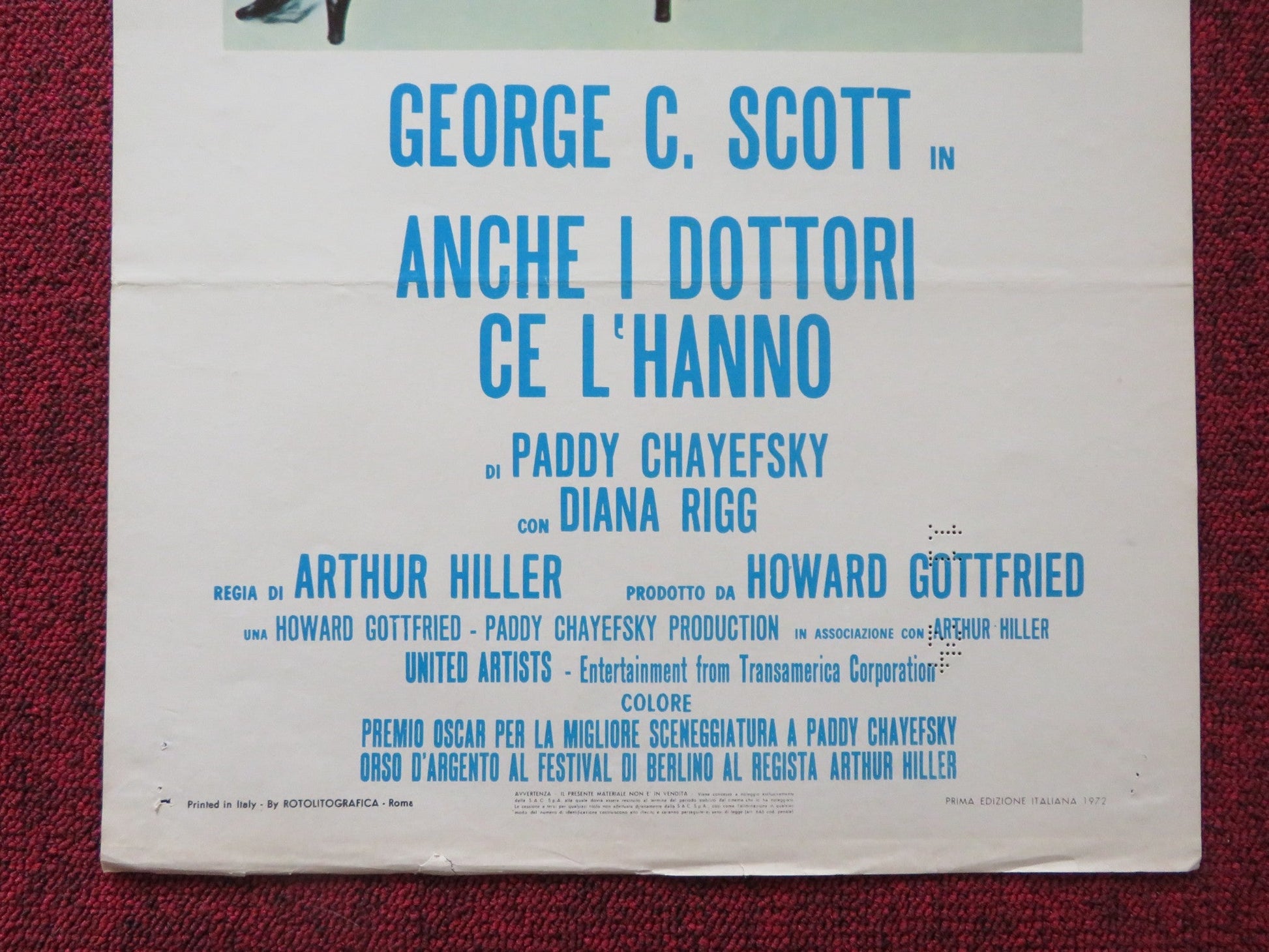 THE HOSPITAL ITALIAN LOCANDINA POSTER GEORGEC. SCOTT DIANA RIG 1971 Rendezvous Cinema Movie posters