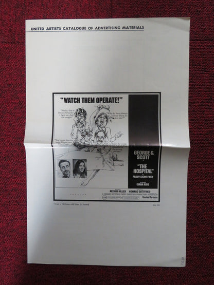 THE HOSPITAL - PRESSBOOK UNCUT UNITED ARTISTS GEORGE C. SCOTT DIANA RIGG 1971 Rendezvous Cinema Movie posters
