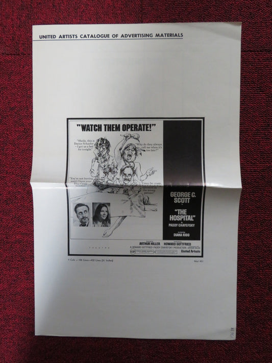 THE HOSPITAL - PRESSBOOK UNCUT UNITED ARTISTS GEORGE C. SCOTT DIANA RIGG 1971 Rendezvous Cinema Movie posters
