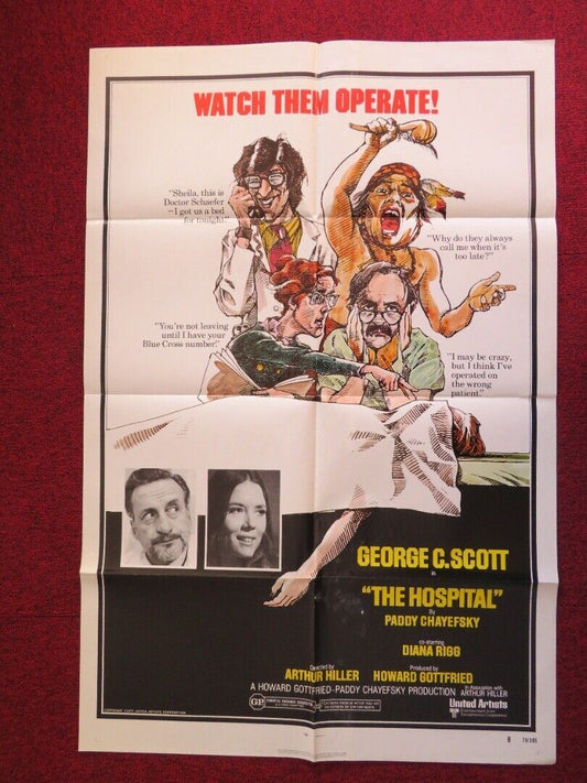 THE HOSPITAL - STYLE B FOLDED US ONE SHEET POSTER GEORGE C.SCOTT DIANA RIGG 1971 Movie posters