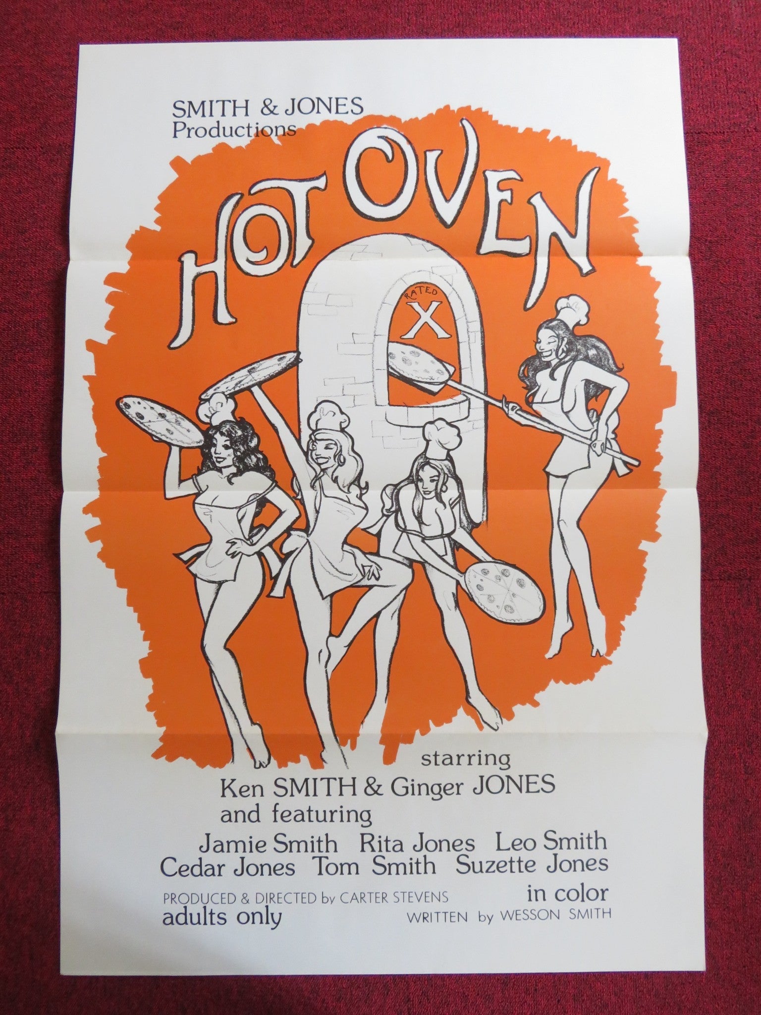 THE HOT OVEN US TRI FOLDED ONE SHEET ROLLED POSTER ERIC EDWARDS G. SNAPS 1975 Rendezvous Cinema Movie posters