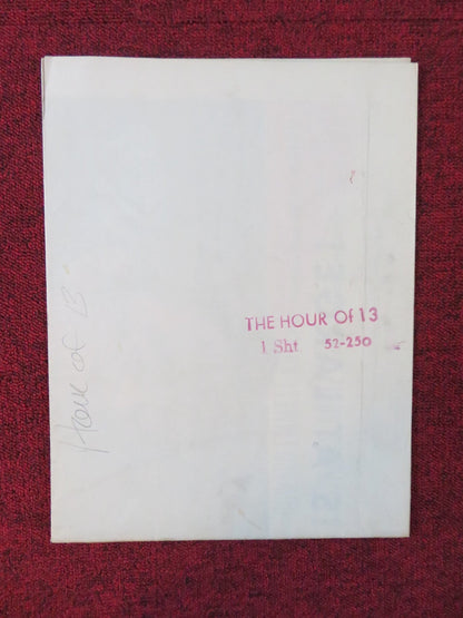 THE HOUR OF 13 FOLDED US ONE SHEET POSTER PETER LAWFORD DAWN ADDAMS 1952 Rendezvous Cinema Movie posters