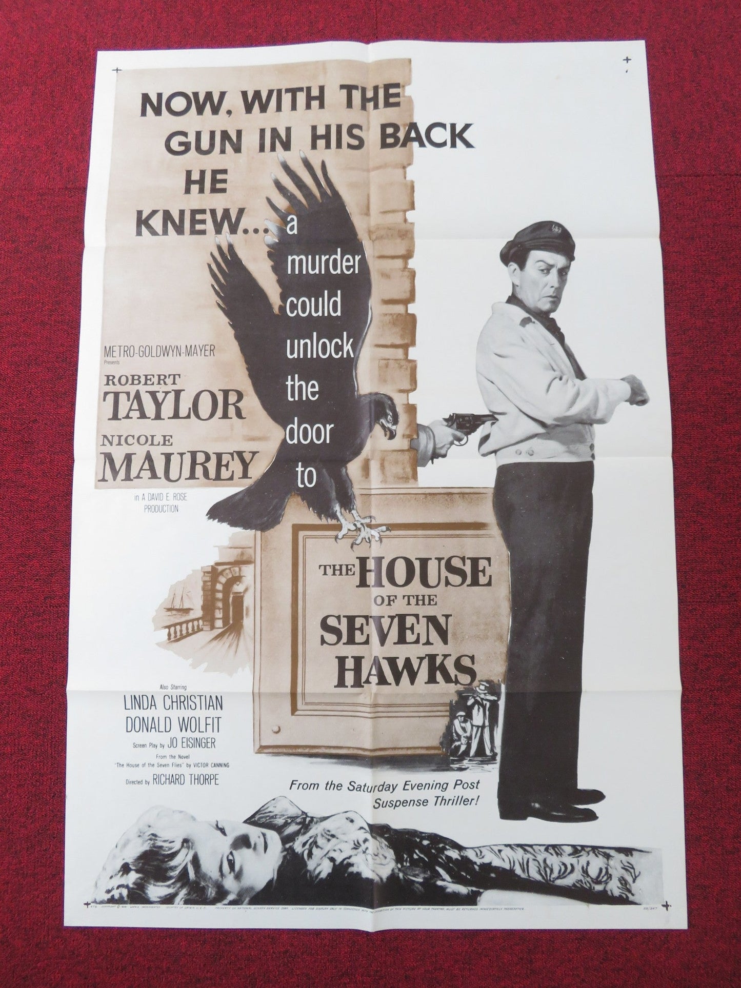 THE HOUSE OF THE SEVEN HAWKS FOLDED US ONE SHEET POSTER ROBERT TAYLOR 1959 Rendezvous Cinema Movie posters