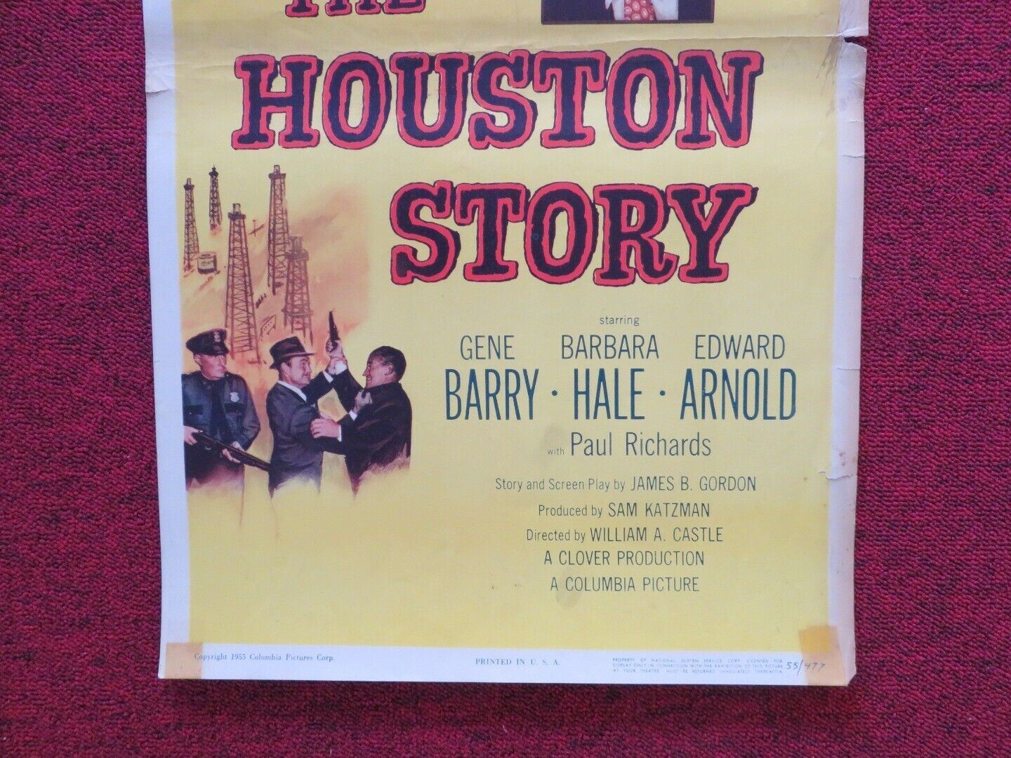 THE HOUSTON STORY US INSERT (14"x 36") POSTER GENE BARRY BARBARA HALE 1955 - Rendezvous Cinema