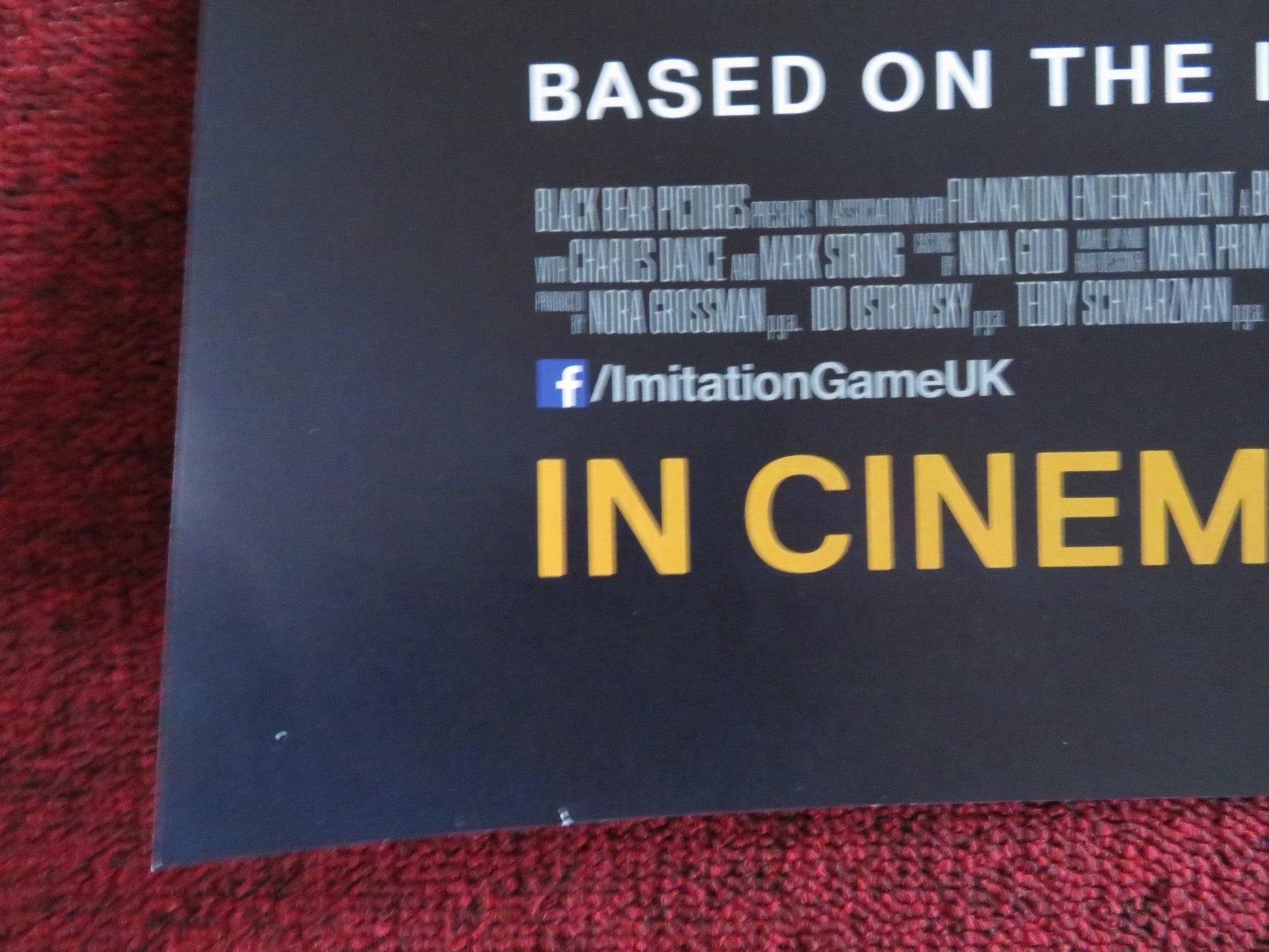 THE IMITATION GAME UK QUAD (30"x 40") ROLLED POSTER BENEDICT CUMBERBATCH 2014 Rendezvous Cinema Movie posters