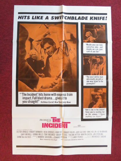 THE INCIDENT FOLDED US ONE SHEET POSTER TONY MUSANTE MARTIN SHEEN 1968 Rendezvous Cinema Movie posters