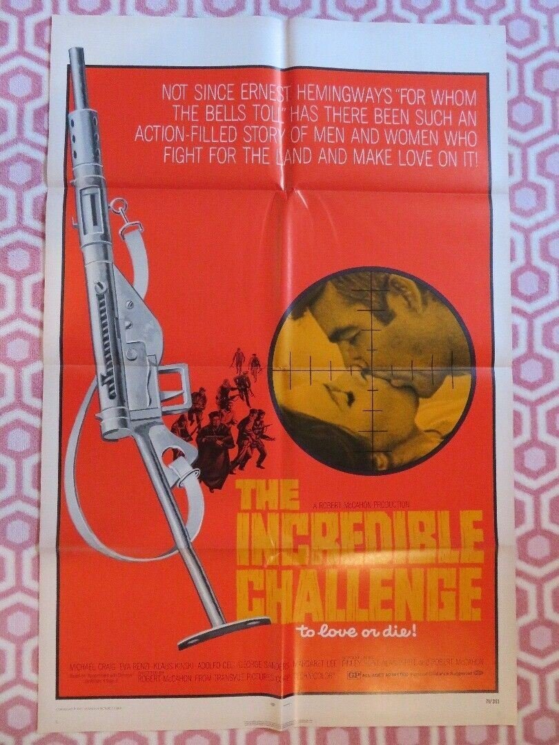 THE INCREDIBLE CHALLENGE ONE SHEET POSTER MICHAEL CRAIG KLAUS KINSKI Movie posters