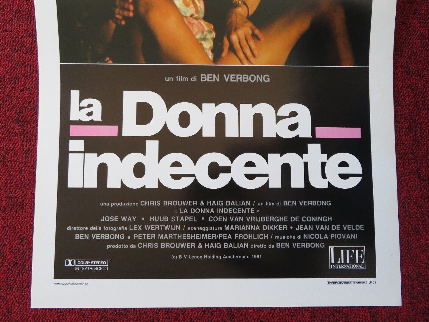 THE INDECENT WOMAN ITALIAN LOCANDINA (27.5"x13") POSTER JOSE WAY 1991 Movie posters