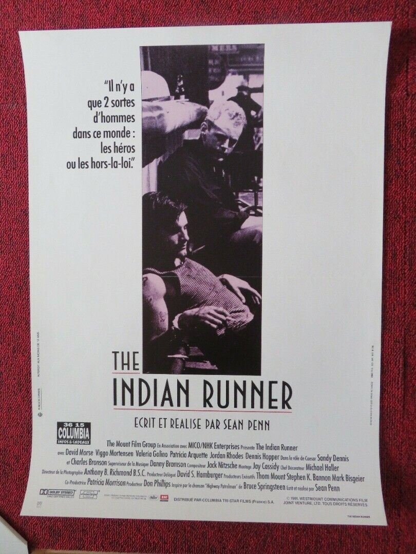 THE INDIAN RUNNER FRENCH (15"x 21") POSTER VIGGO MORTENSEN PATRICIA ARQUETTE '91 Movie posters