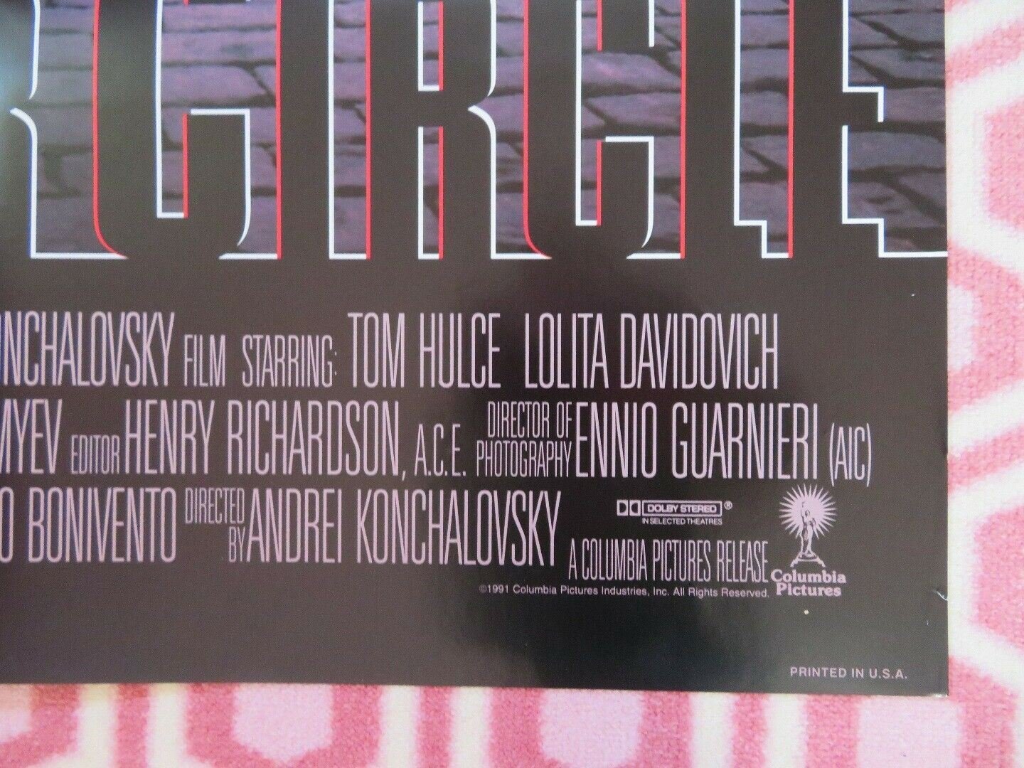 THE INNER CIRCLE US ONE SHEET POSTER TOM HULCE LOLITA DAVIDOVICH 1991 Movie posters