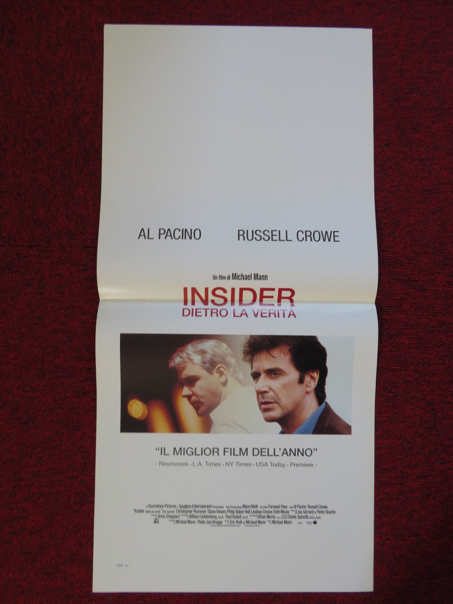 THE INSIDER ITALIAN LOCANDINA (27.5"x13") POSTER AL PACINO RUSSELL CROWE 1999 Rendezvous Cinema Movie posters
