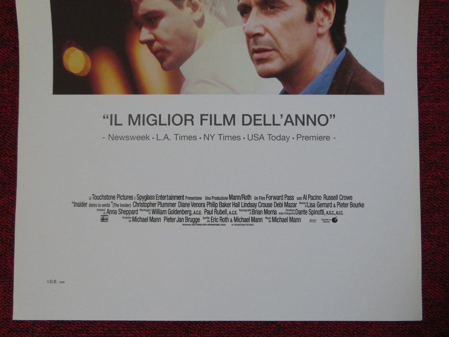 THE INSIDER ITALIAN LOCANDINA (27.5"x13") POSTER AL PACINO RUSSELL CROWE 1999 Rendezvous Cinema Movie posters