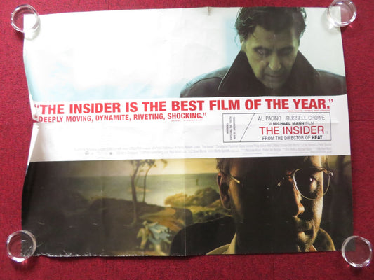 THE INSIDER UK QUAD (30"x 40") ROLLED POSTER AL PACINO RUSSELL CROWE 1999 Rendezvous Cinema Movie posters