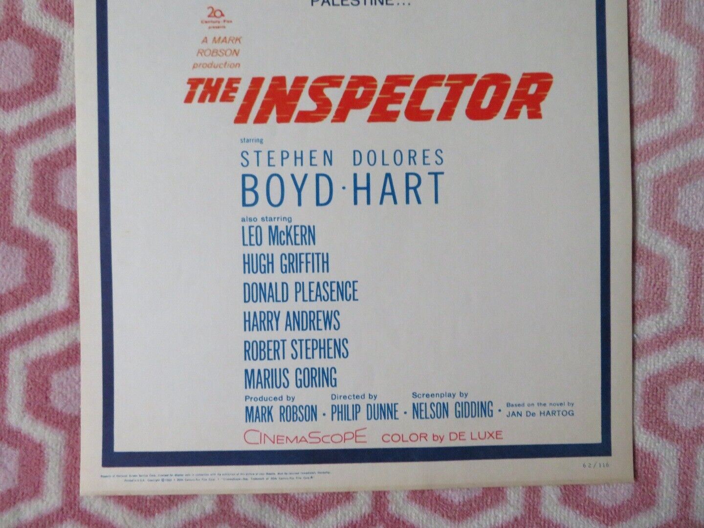 THE INSPECTOR / Lisa US INSERT (14"x 36") POSTER STEPHEN DOLORES BOYD HART 1962 - Rendezvous Cinema