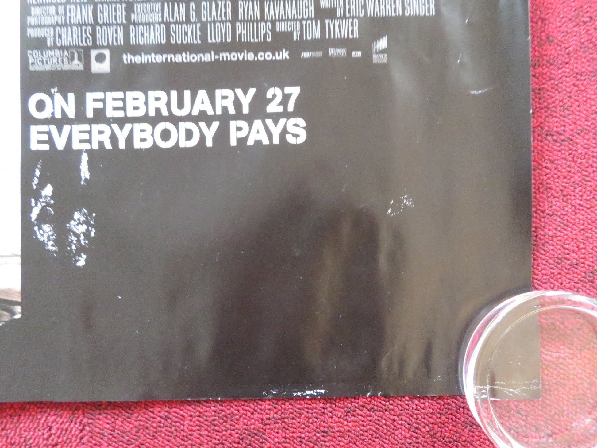 THE INTERNATIONAL UK QUAD (30"x 40") ROLLED POSTER CLIVE OWEN NAOMI WATTS 2009 Rendezvous Cinema Movie posters