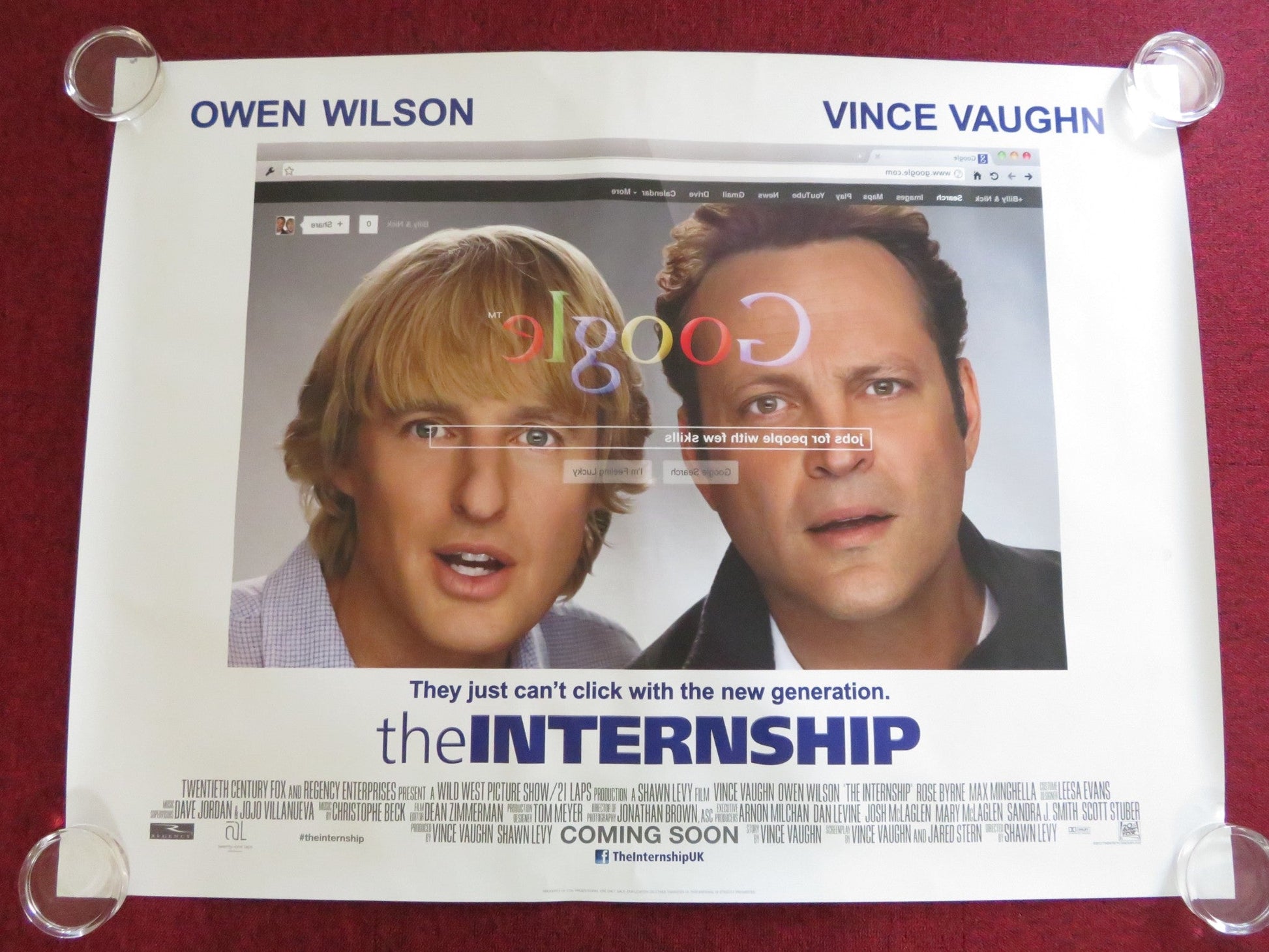 THE INTERNSHIP UK QUAD ROLLED POSTER VINCE VAUGHN OWEN WILSON 2013 Rendezvous Cinema Movie posters