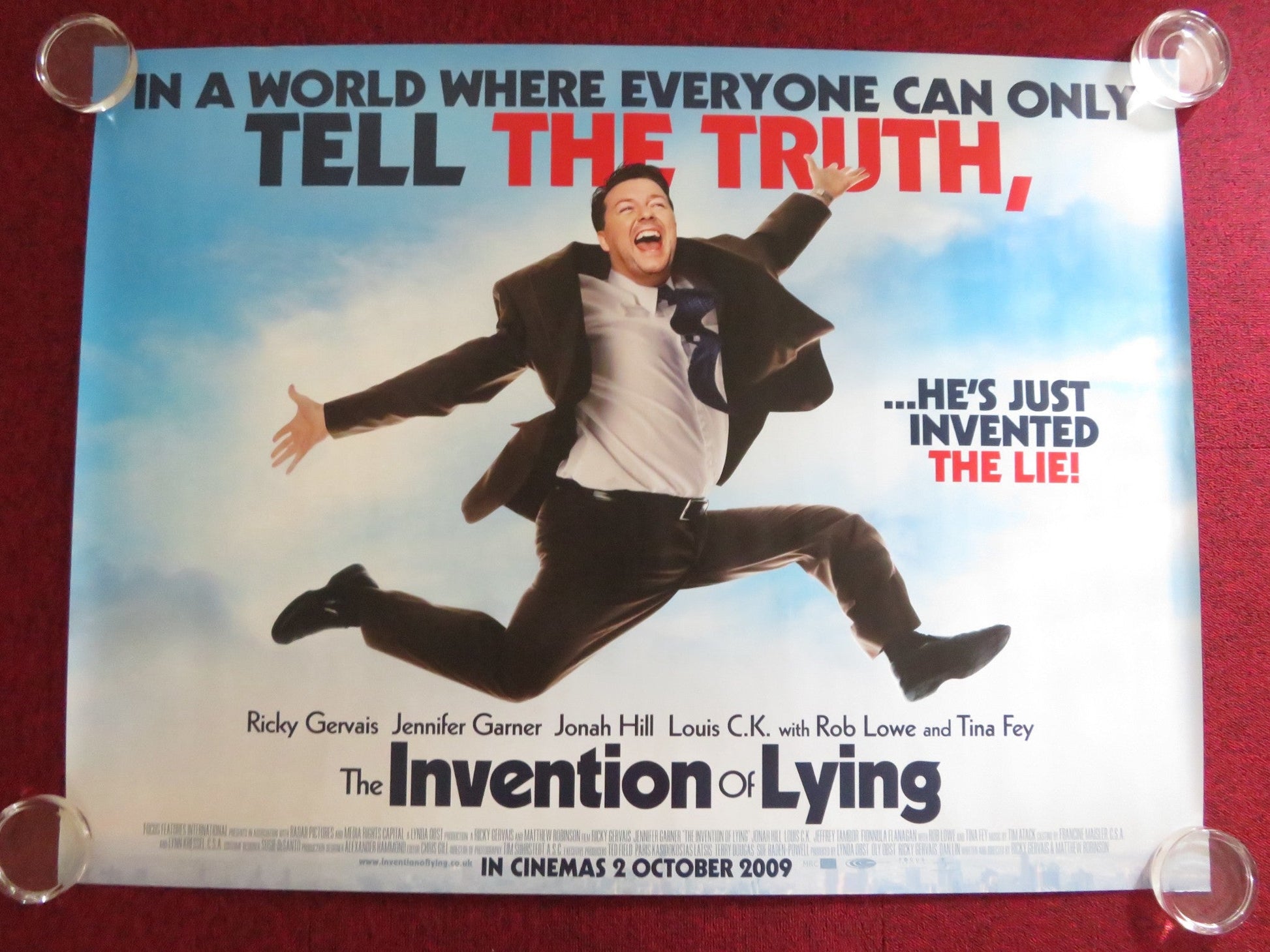 THE INVENTION OF LYING UK QUAD (30"x 40") ROLLED POSTER RICKY GERVAIS 2009 Rendezvous Cinema Movie posters