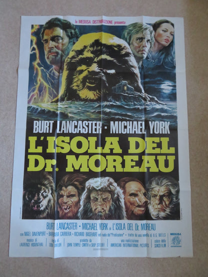 THE ISLAND OF DR. MOREAU ITALIAN 2 FOGLIO POSTER BURT LANCASTER M. YORK 1977 Rendezvous Cinema Movie posters