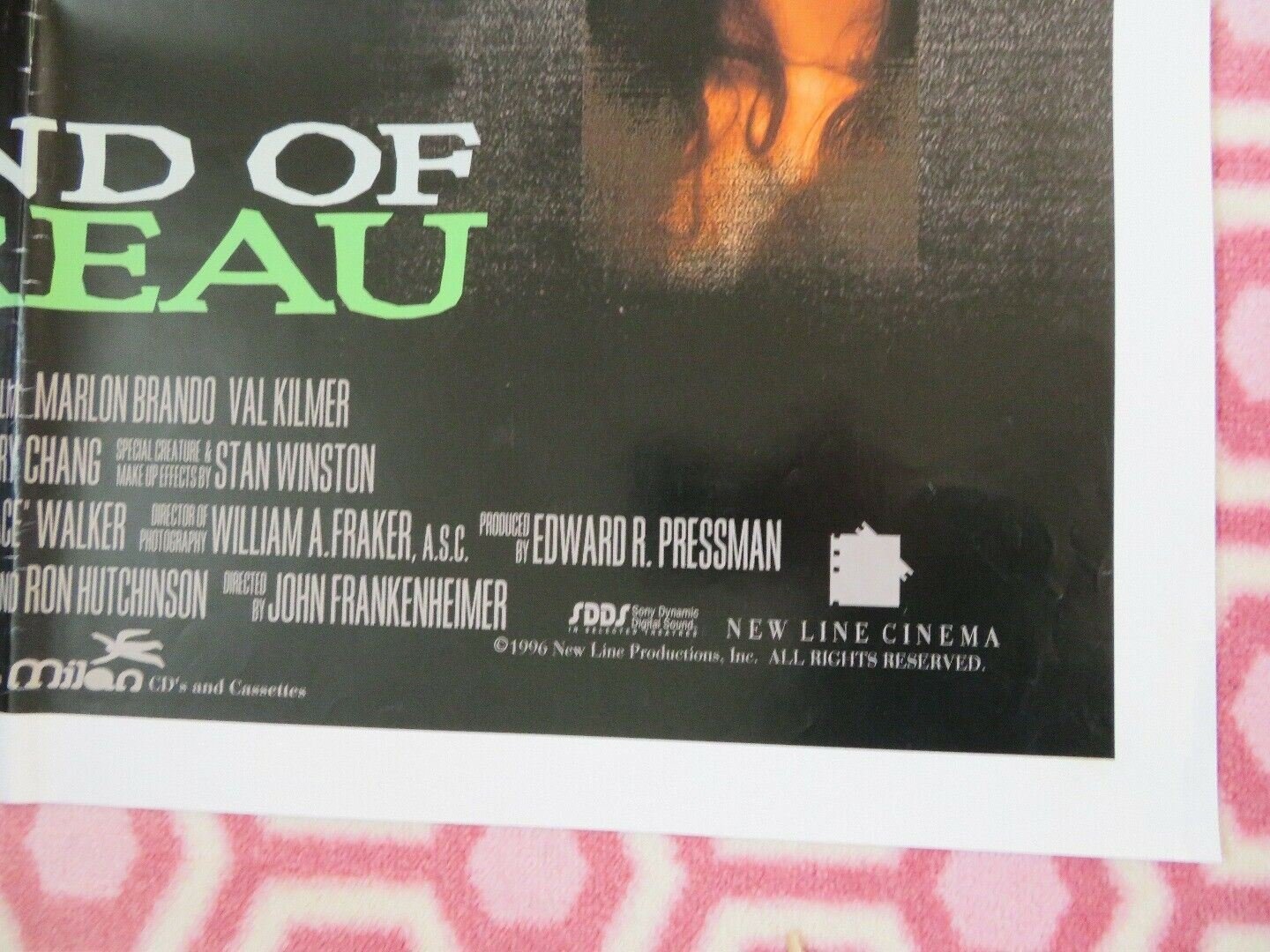 THE ISLAND OF DR.MOREAU ONE SHEET POSTER VAL KILMER MARLON BRANDO '96 Movie posters