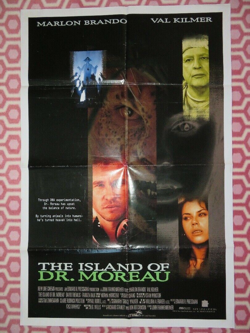 THE ISLAND OF DR.MOREAU ONE SHEET POSTER VAL KILMER MARLON BRANDO '96 Movie posters